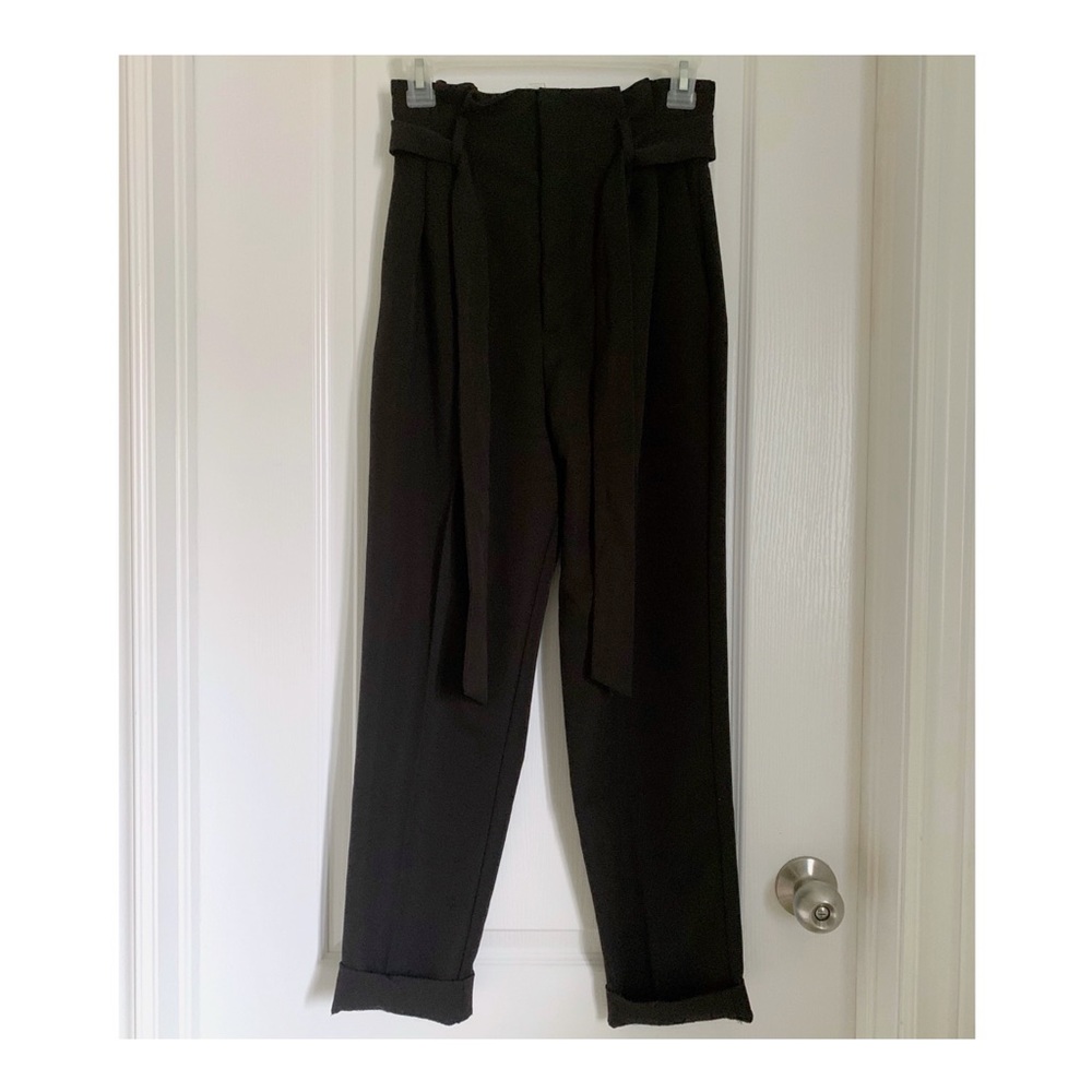 H&M black paperbag pants